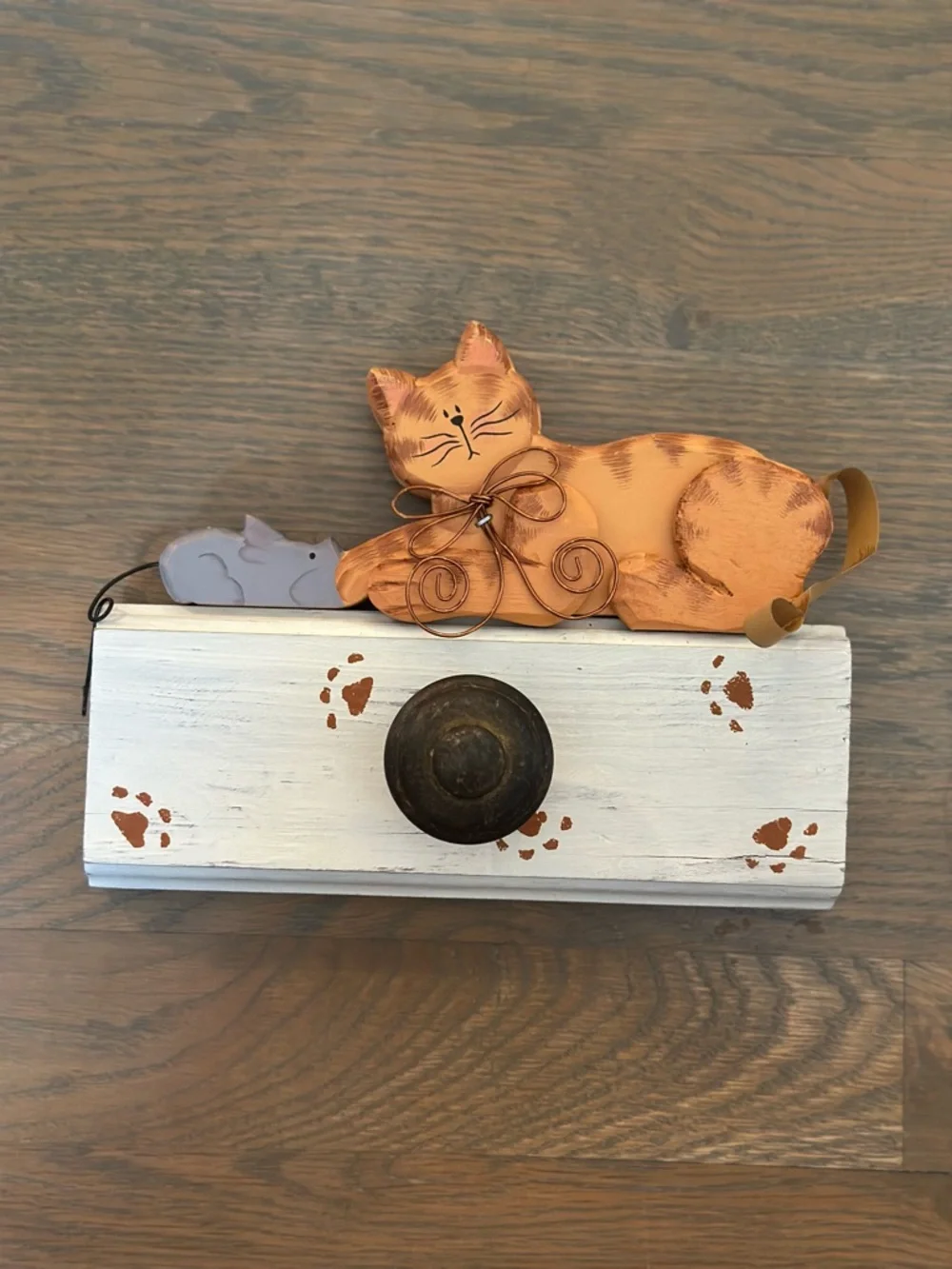 Decorative Orange Cat Wall Hook by